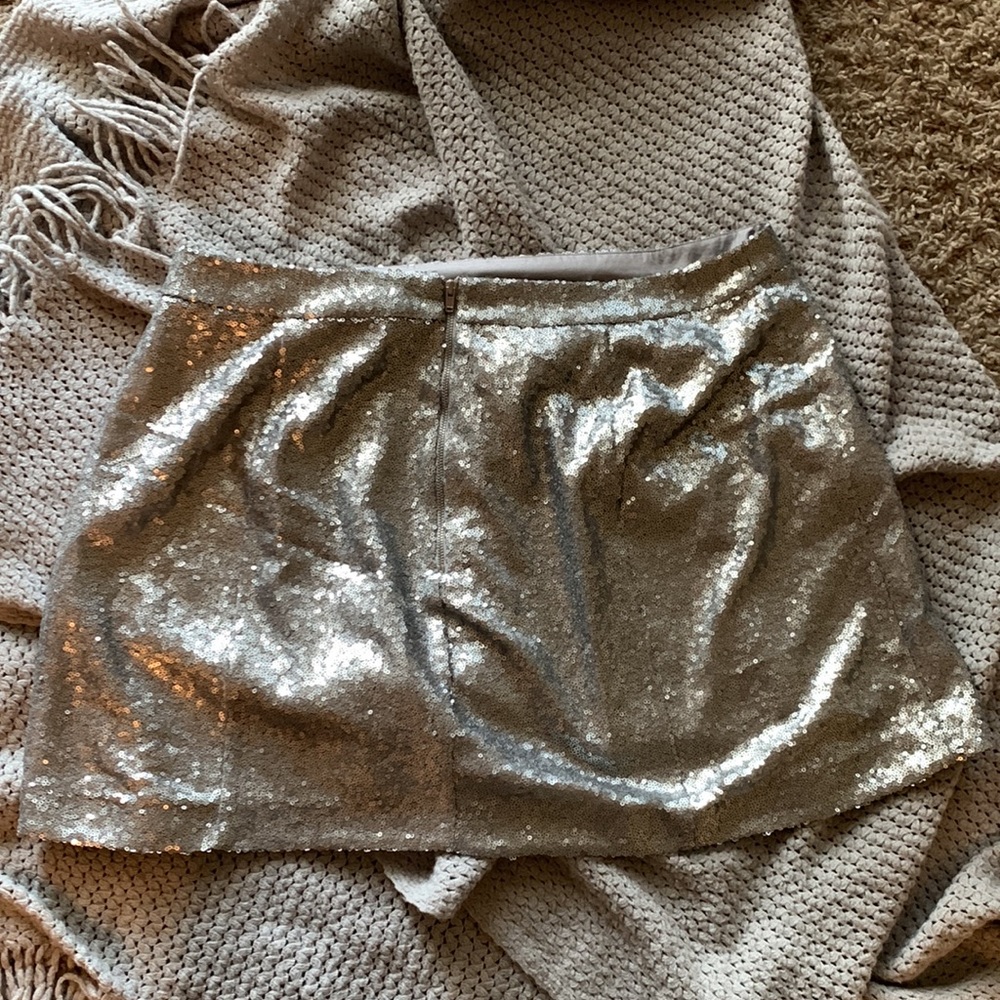 Silver Sequin Mini Skirt - Picture 3 of 3